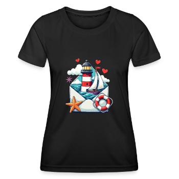 Courrier maritime - T-shirt sport Femme - noir - Devant - AI Model Female 172 light (172cm)