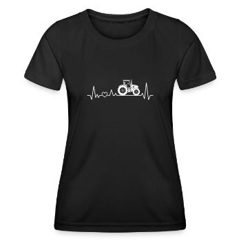 Traktor Trecker Herzschlag Landwirt Bauer EKG - Frauen Funktions-T-Shirt - Schwarz - Vorne - AI Model Female 172 light (172cm)