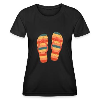 Sommer Vibes Mit Flip Flops Strand Top - Frauen Funktions-T-Shirt - Schwarz - Vorne - AI Model Female 172 light (172cm)