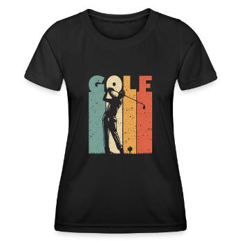 Golfer Abschlag Vintage Golfclub Männer Jungs Golf - Frauen Funktions-T-Shirt - Schwarz - Vorne - AI Model Female 172 light (172cm)