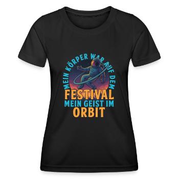 Festival Geist im Orbit Design - Frauen Funktions-T-Shirt - Schwarz - Vorne - AI Model Female 172 light (172cm)