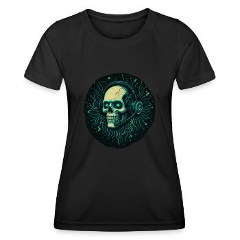Gamer Skull - TechGaming Totenkopf - Frauen Funktions-T-Shirt - Schwarz - Vorne - AI Model Female 172 light (172cm)