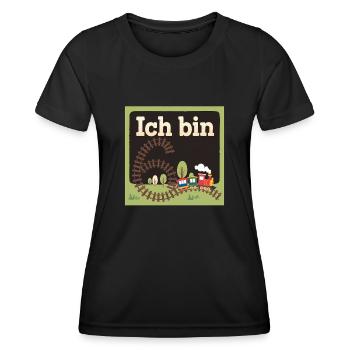 Ich bin 6 Zug Eisenbahn 6. Geburtstag - Frauen Funktions-T-Shirt - Schwarz - Vorne - AI Model Female 172 light (172cm)