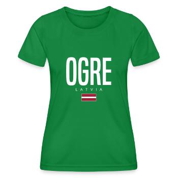 Ogre, Latvia - Women's Functional T-Shirt - kelly green - Front - AI Model Female 172 dark (172cm)