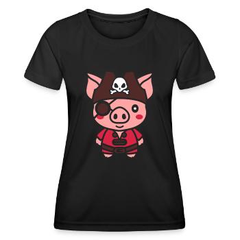 Pirat - Frauen Funktions-T-Shirt - Schwarz - Vorne - AI Model Female 172 light (172cm)