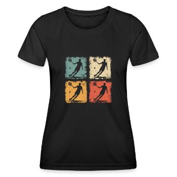 Vintage Tennis Player In Action Tennis Graphic - Women's Functional T-Shirt - black - Front - AI Model Female 172 light (172cm)