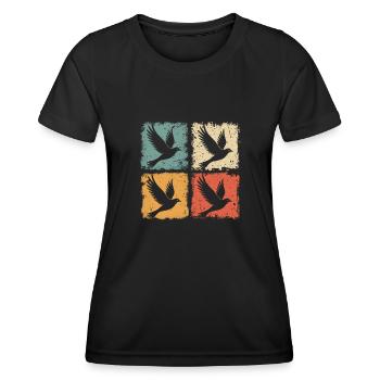 Vintage Taube Des Friedens - Frauen Funktions-T-Shirt - Schwarz - Vorne - AI Model Female 172 light (172cm)