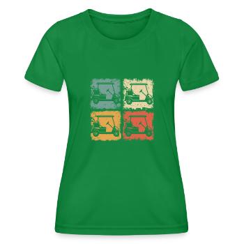 Vintage Golfwagen Für Lustige Golfer Mann Und Frau - Frauen Funktions-T-Shirt - Kelly Green - Vorne - AI Model Female 172 dark (172cm)
