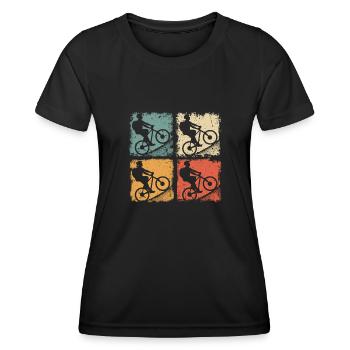Mountain Bike MTB Uphill Bike Cycling Fun - Women's Functional T-Shirt - black - Front - AI Model Female 172 light (172cm)