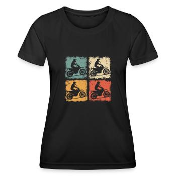 Vintage Dirt Bike Motocross Enduro Rider - Women's Functional T-Shirt - black - Front - AI Model Female 172 light (172cm)