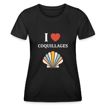 coquillage - T-shirt sport Femme - noir - Devant - AI Model Female 172 light (172cm)