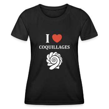 coquillage - T-shirt sport Femme - noir - Devant - AI Model Female 172 light (172cm)
