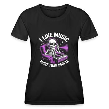 I Like Music More Than People Skeleton - Women's Functional T-Shirt - black - Front - AI Model Female 172 light (172cm)