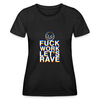 f travail laisse rave EDM fête citation techno danse - T-shirt sport Femme - noir - Devant - AI Model Female 172 light (172cm)