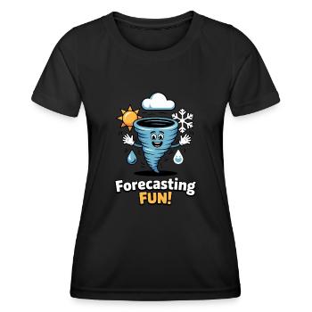 Forecasting Fun Weather Cartoon Design - Women's Functional T-Shirt - black - Front - AI Model Female 172 light (172cm)