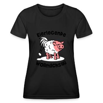 egg-laying wool milk sow - workaholic - work - Women's Functional T-Shirt - black - Front - AI Model Female 172 light (172cm)