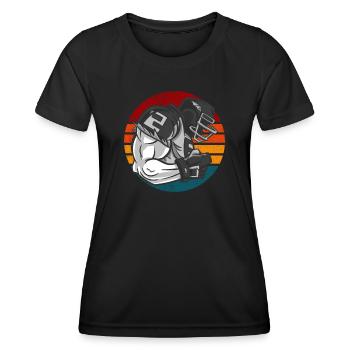 American Football Retro Vintage - Frauen Funktions-T-Shirt - Schwarz - Vorne - AI Model Female 172 light (172cm)