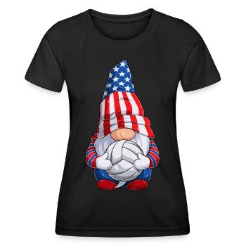Volleyball Gnome 4th of July US Flag for Boys Kids - Women's Functional T-Shirt - black - Front - AI Model Female 172 light (172cm)