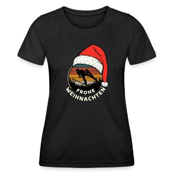 Weihnachts-T-Shirt mit Skisprung-Motiv - Frauen Funktions-T-Shirt - Schwarz - Vorne - AI Model Female 172 light (172cm)