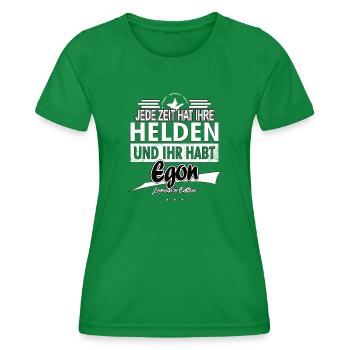 Jede Zeit hat Ihre Helden Ihr habt Egon - Frauen Funktions-T-Shirt - Kelly Green - Vorne - AI Model Female 172 dark (172cm)