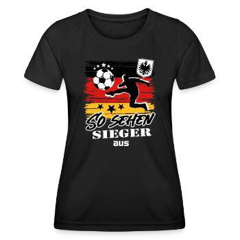 Fußball Deutschland Fussball So sehen Sieger aus - Frauen Funktions-T-Shirt - Schwarz - Vorne - AI Model Female 172 light (172cm)