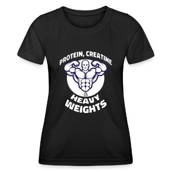 Protein Creatine and Heavy Weights / Fitness / Gym - Frauen Funktions-T-Shirt - Schwarz - Vorne - AI Model Female 172 light (172cm)