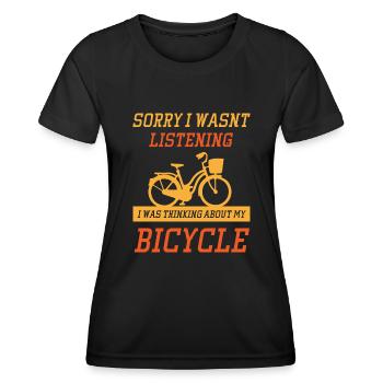 Réflexion sur le vélo Mobilité durable Vél - T-shirt sport Femme - noir - Devant - AI Model Female 172 light (172cm)