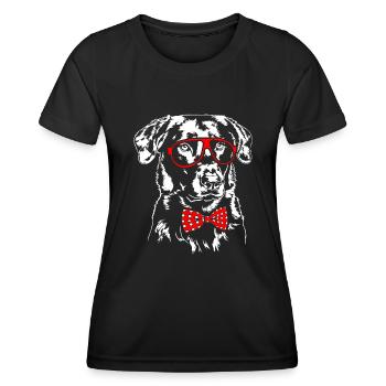 BEAUCERON Brille Fliege Hunde Hund Wilsigns - Frauen Funktions-T-Shirt - Schwarz - Vorne - AI Model Female 172 light (172cm)