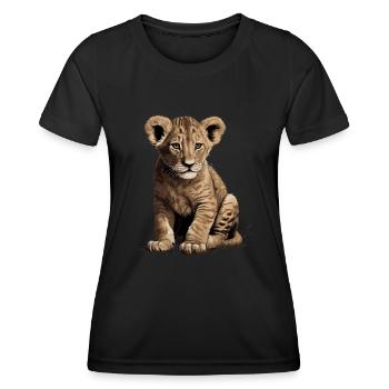 Baby Löwe Wildkatze - Frauen Funktions-T-Shirt - Schwarz - Vorne - AI Model Female 172 light (172cm)