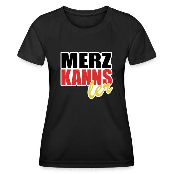 Merz kanns - Kanzler - Kanzlerkandidat - Frauen Funktions-T-Shirt - Schwarz - Vorne - AI Model Female 172 light (172cm)