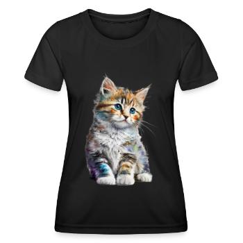 Adorable petit chat miaou Cadeaux drôles - T-shirt sport Femme - noir - Devant - AI Model Female 172 light (172cm)