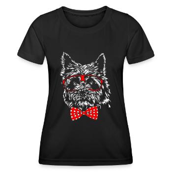 CAIRN TERRIER Young Wilsign's funny dog motif - Women's Functional T-Shirt - black - Front - AI Model Female 172 light (172cm)
