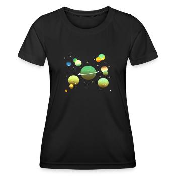 Weltraum Galaxie Planeten Sterne - Frauen Funktions-T-Shirt - Schwarz - Vorne - AI Model Female 172 light (172cm)