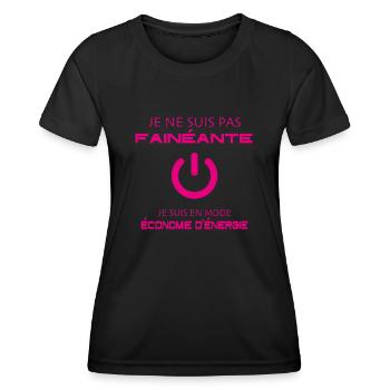 Fainéante en mode économie d'énergie - T-shirt sport Femme - noir - Devant - AI Model Female 172 light (172cm)
