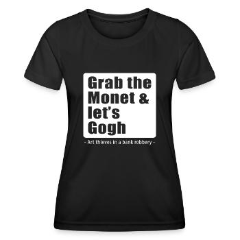 Art Lustig Wortspiel Monet Van Gogh - Women's Functional T-Shirt - black - Front - AI Model Female 172 light (172cm)