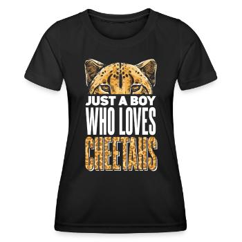 Leopard Gepard Afrikanische Tierwelt - Frauen Funktions-T-Shirt - Schwarz - Vorne - AI Model Female 172 light (172cm)