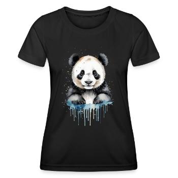 Verspieltes Panda Aquarell - Frauen Funktions-T-Shirt - Schwarz - Vorne - AI Model Female 172 light (172cm)