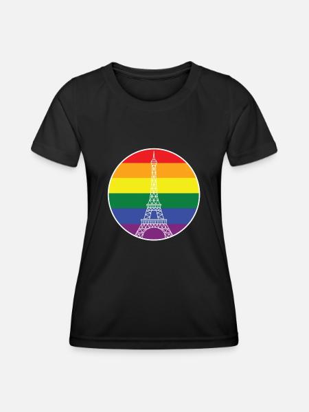 LGBT PARIS WEISS - Frauen Funktions-T-Shirt - Schwarz