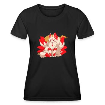 Kitsune - Frauen Funktions-T-Shirt - Schwarz - Vorne - AI Model Female 172 light (172cm)