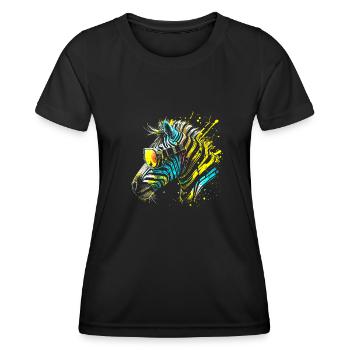 Zèbre coloré avec lunettes de soleil Graffiti Airbrush - T-shirt sport Femme - noir - Devant - AI Model Female 172 light (172cm)