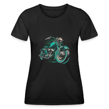 Cool Vintage Motorcycle Chopper en vert bleu - T-shirt sport Femme - noir - Devant - AI Model Female 172 light (172cm)