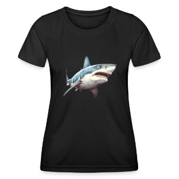 Great white shark vintage - Women's Functional T-Shirt - black - Front - AI Model Female 172 light (172cm)