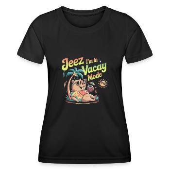 Jeez Vacay Mode Capybara - Frauen Funktions-T-Shirt - Schwarz - Vorne - AI Model Female 172 light (172cm)