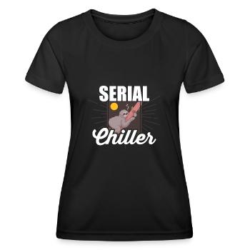 Serial Chiller - With a sleeping sloth - Women's Functional T-Shirt - black - Front - AI Model Female 172 light (172cm)