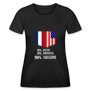 50% néerlandais 50% américain 100% génial immigrant - T-shirt sport Femme - noir - Devant - AI Model Female 172 light (172cm)