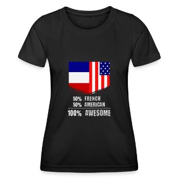 50% français 50% américain 100% génial immigrant - T-shirt sport Femme - noir - Devant - AI Model Female 172 light (172cm)