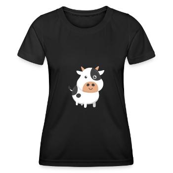 Entzückende Kuh-niedliche Baby-Kalb-Kuh-Liebhaber - Frauen Funktions-T-Shirt - Schwarz - Vorne - AI Model Female 172 light (172cm)