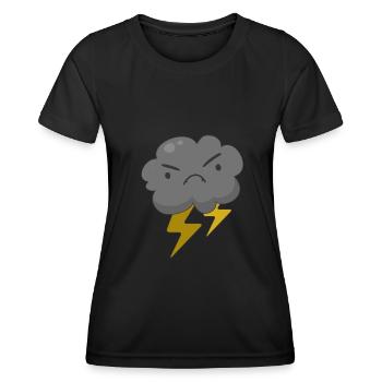 Angry Cloud With Lightning Thunderstorm Weather - Women's Functional T-Shirt - black - Front - AI Model Female 172 light (172cm)