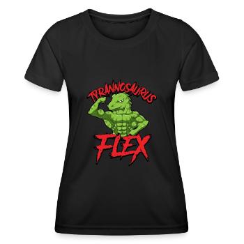 Fitness Gym Sport Power Lifting Tyrannosaurus Flex - Frauen Funktions-T-Shirt - Schwarz - Vorne - AI Model Female 172 light (172cm)