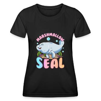Lamantins mignons et drôles de l'océan de guimauve - T-shirt sport Femme - noir - Devant - AI Model Female 172 light (172cm)